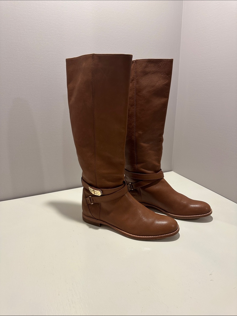 Coach Tall Leather Riding Boots in Brown